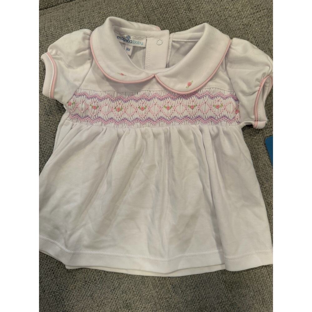 Magnolia Baby Smocked Pima Cotton Peter Pan Collar Top Baby Girl 9 Months NWT